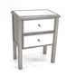 HomeRoots 13.75" x 24" x 30.5" Coastal Mirrored End Table With 2 Drawers in Silver Finish