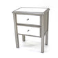 HomeRoots 13.75" x 24" x 30.5" Coastal Mirrored End Table With 2 Drawers in Silver Finish