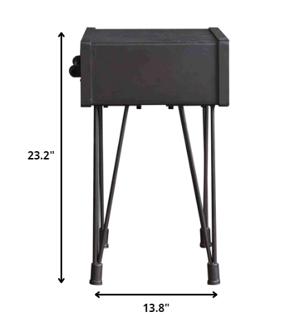 HomeRoots 13.8" x 18.5" x 23.2" 1 Drawer Wooden End Table in Charcoal Finish