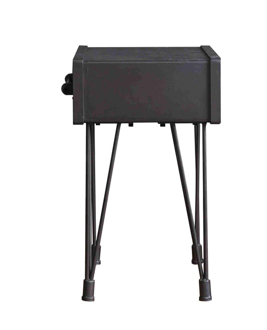 HomeRoots 13.8" x 18.5" x 23.2" 1 Drawer Wooden End Table in Charcoal Finish