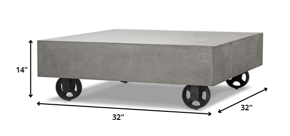 HomeRoots 14" Concrete and Metal Coffee Table in Grey Finish
