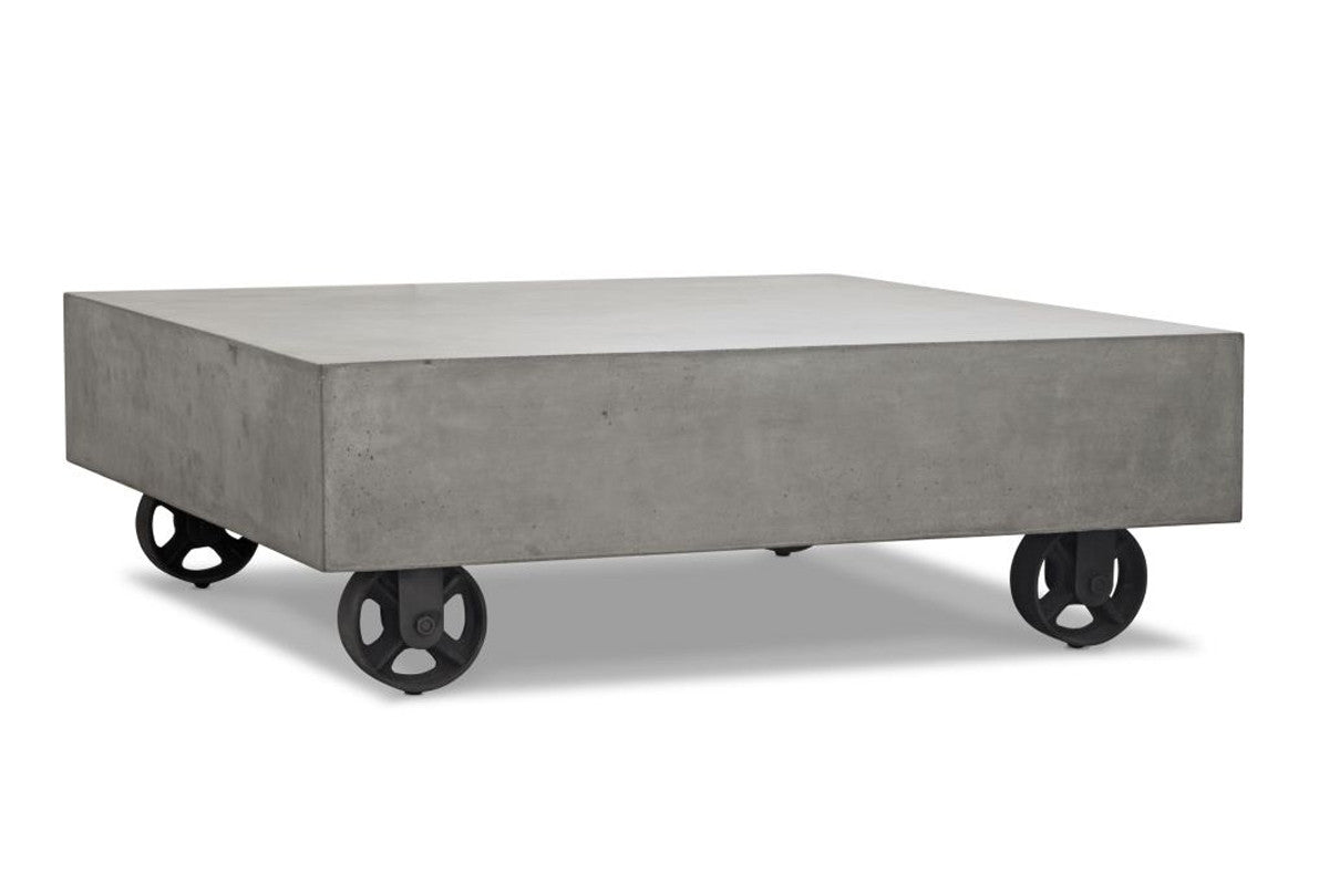 HomeRoots 14" Concrete and Metal Coffee Table in Grey Finish