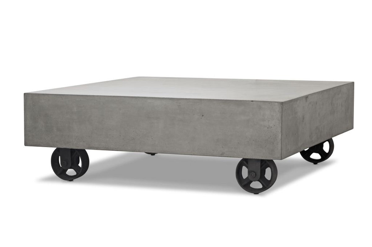 HomeRoots 14" Concrete and Metal Coffee Table in Grey Finish