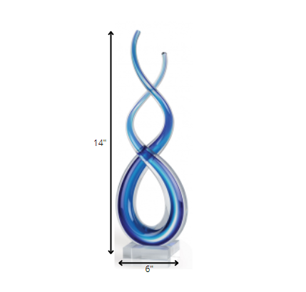 HomeRoots 14 Contemporary Blue Art Glass Centerpiece