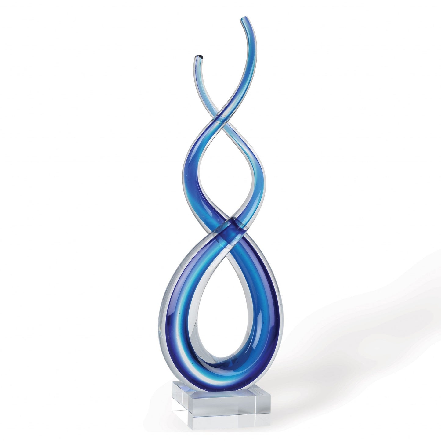 HomeRoots 14 Contemporary Blue Art Glass Centerpiece