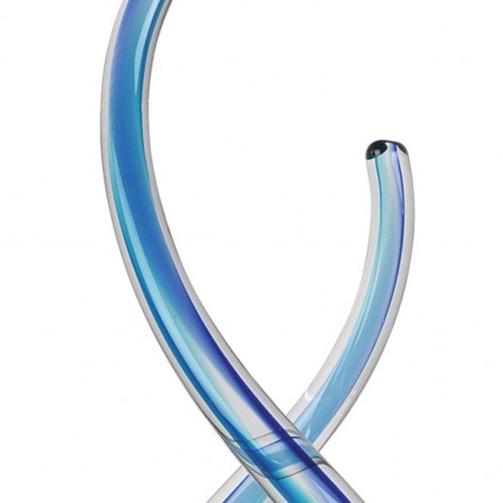 HomeRoots 14 Contemporary Blue Art Glass Centerpiece