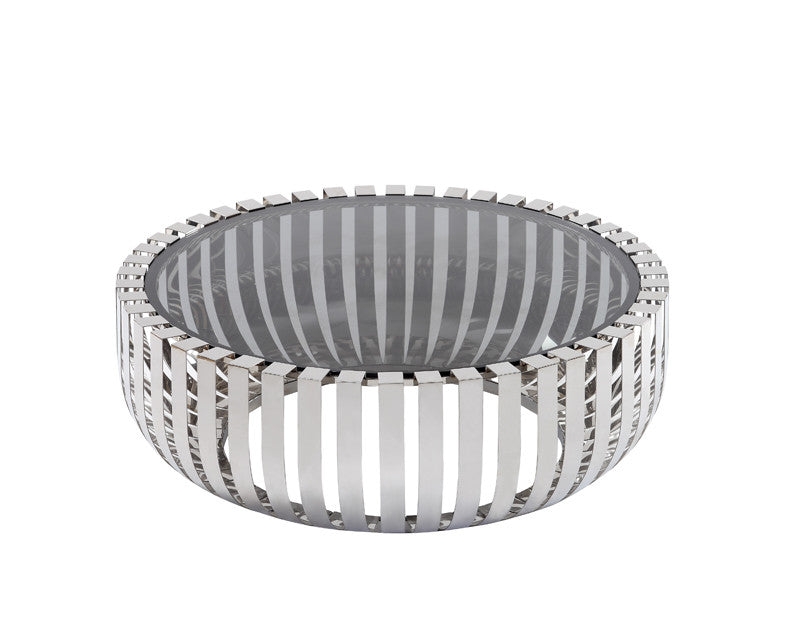 HomeRoots 14" Glass and Stainless Steel Round Coffee Table