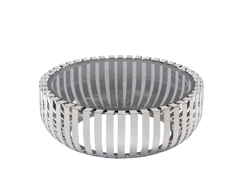 HomeRoots 14" Glass and Stainless Steel Round Coffee Table
