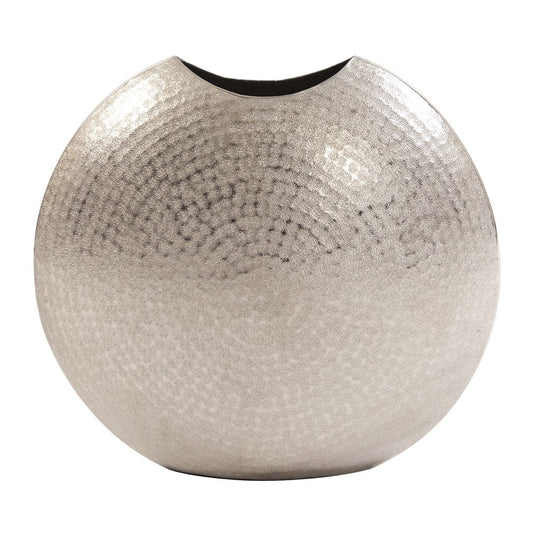 HomeRoots 14' Hammered Silver Disc Shape Decorative Vase