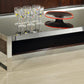 HomeRoots 14" Lacquer MDF and Steel Coffee Table in Ebony Finish
