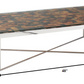 HomeRoots 14" Mosaic Wood Steel and Glass Coffee Table