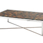 HomeRoots 14" Mosaic Wood Steel and Glass Coffee Table
