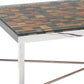 HomeRoots 14" Mosaic Wood Steel and Glass Coffee Table