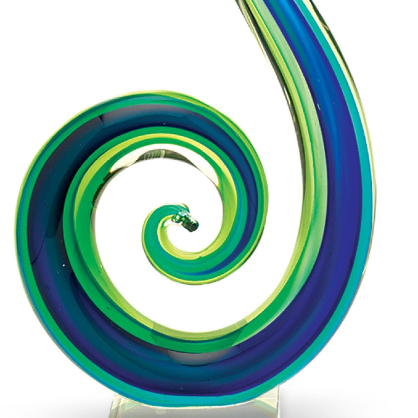 HomeRoots 14 Mouth Blown Art Glass Blue and Green Centerpiece on Base