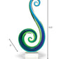HomeRoots 14 Mouth Blown Art Glass Blue and Green Centerpiece on Base
