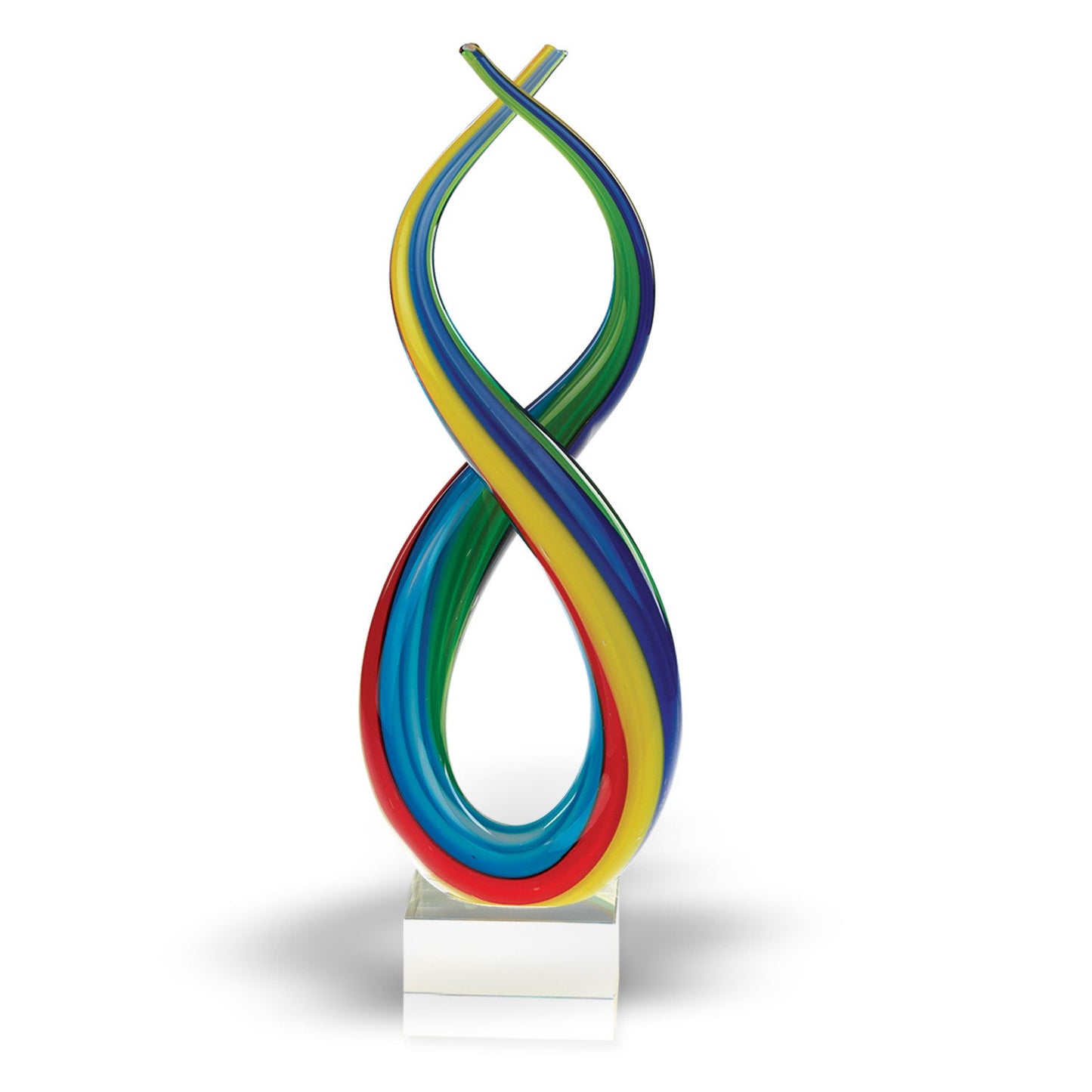 HomeRoots 14 Mouth Blown Art Glass Rainbow Centerpiece on Base
