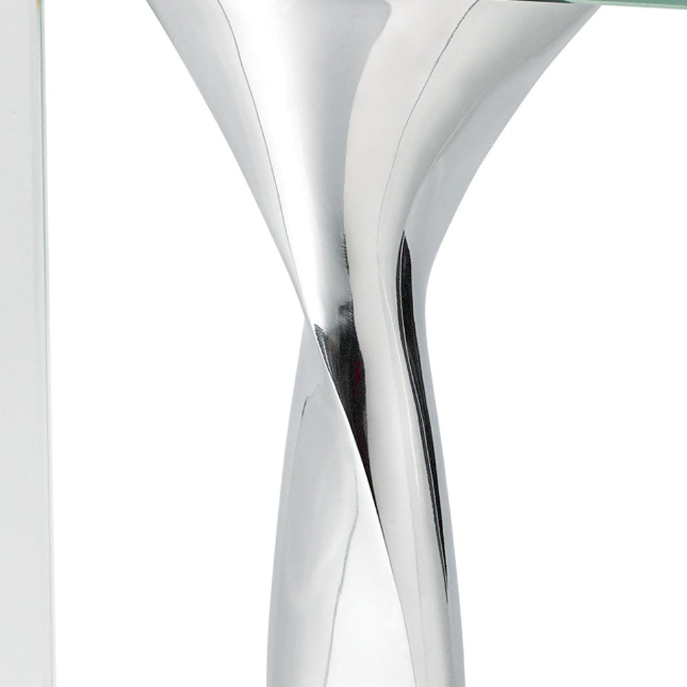 HomeRoots 14 Mouth Blown Crystal Non Tarnish Aluminum and Glass Vase