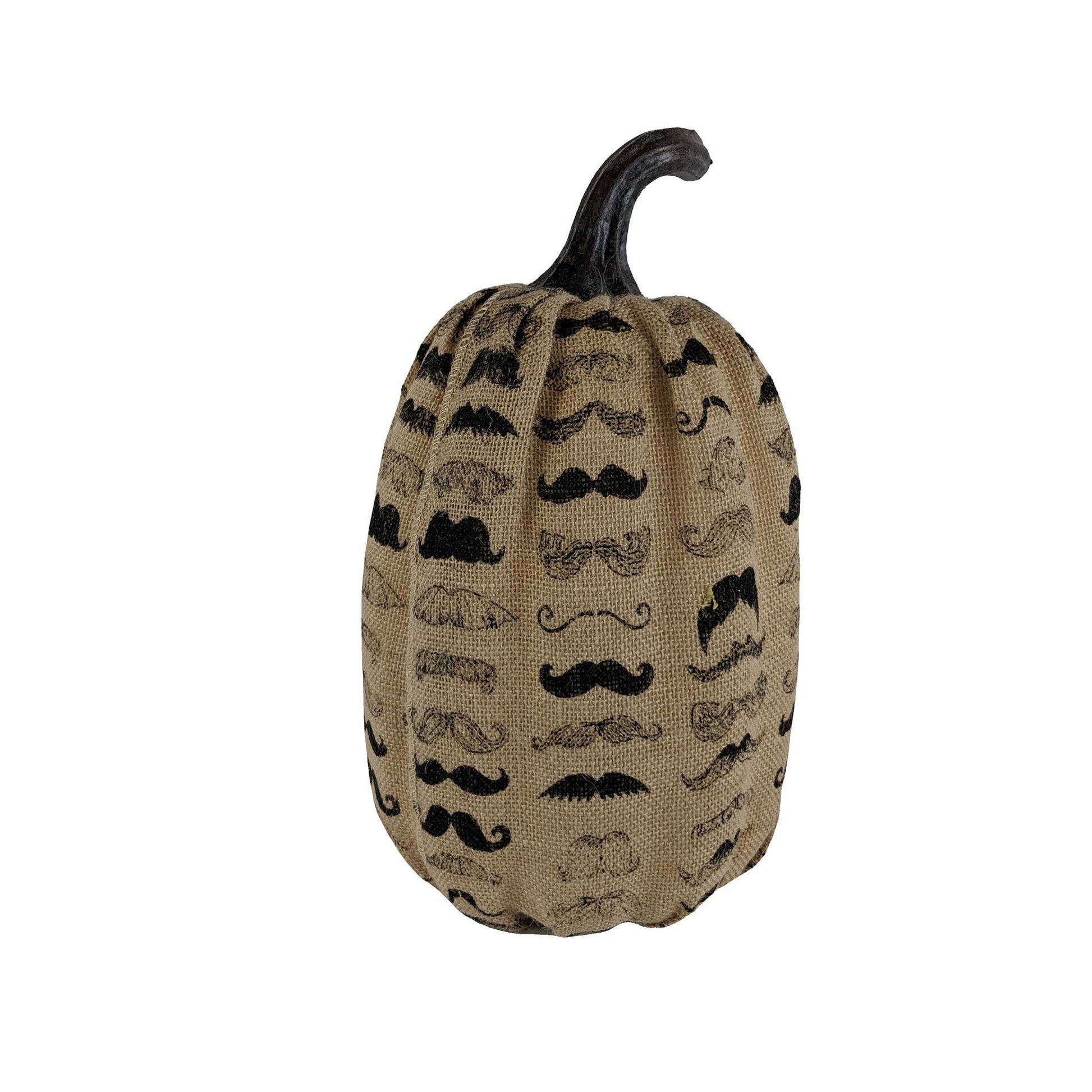 HomeRoots 14" Mustache Burlap Pumpkin Sculpture