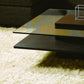 HomeRoots 14" Oak MDF Glass and Veneer Coffee Table