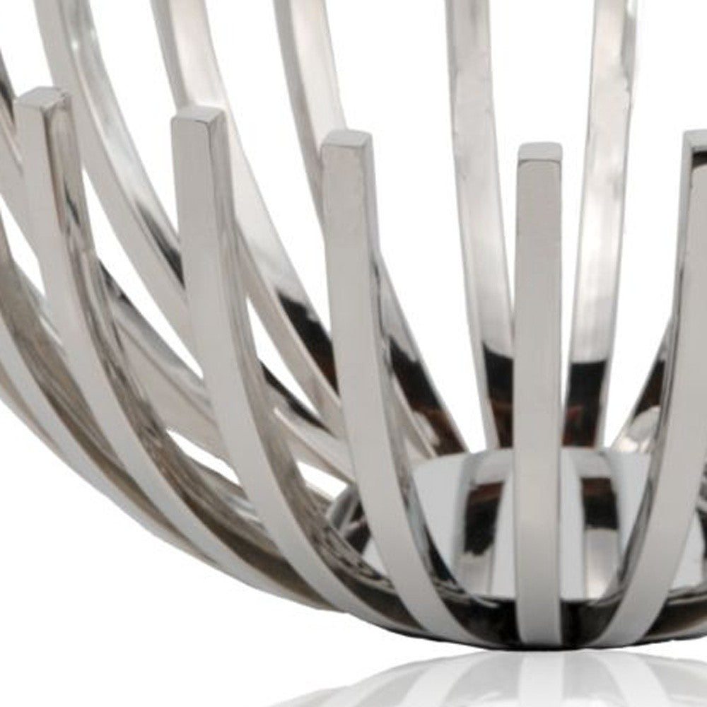 HomeRoots 14" Round Modern Open Centerpiece Bowl in Stainless Steel Finish