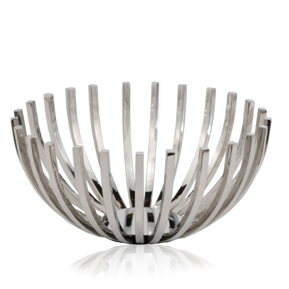 HomeRoots 14" Round Modern Open Centerpiece Bowl in Stainless Steel Finish