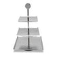 HomeRoots 14" Silver Square Stainless Steel Hammered Handmade Three Tier Tray