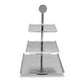 HomeRoots 14" Silver Square Stainless Steel Hammered Handmade Three Tier Tray