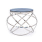 HomeRoots 14" Smoked Glass And Stainless Steel End Table