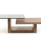 HomeRoots 14" Veneer and Smoked Glass Coffee Table in Walnut Finish