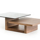 HomeRoots 14" Veneer and Smoked Glass Coffee Table in Walnut Finish