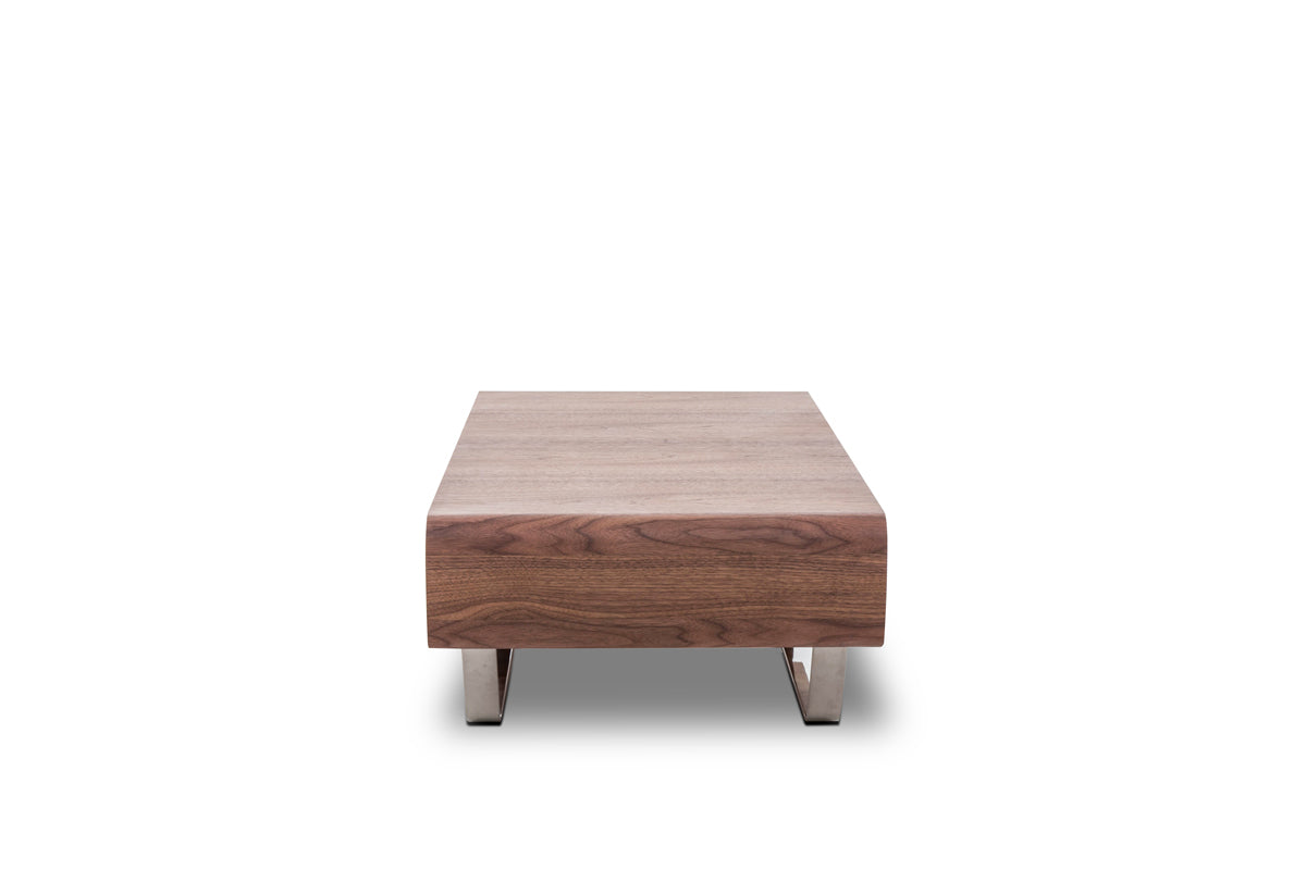 HomeRoots 14" Veneer and Steel Coffee Table With Walnut Finish