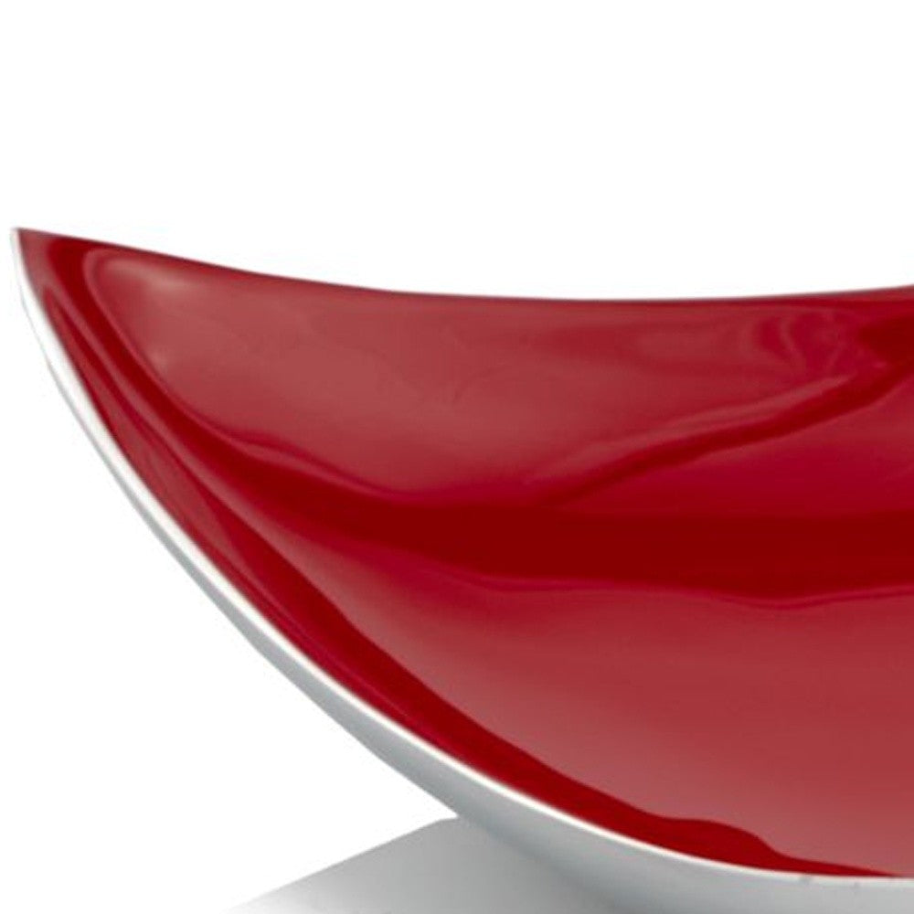 HomeRoots 14" x 14" Buffed And Poppy Red Trigon Tray