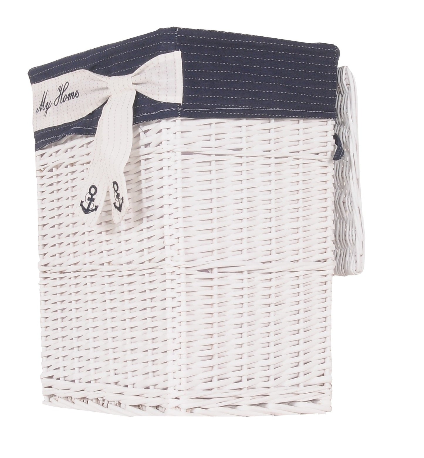 HomeRoots 14" x 17.5" x 19.5" WhiteBlueRectangularWillow Basket Set of 5