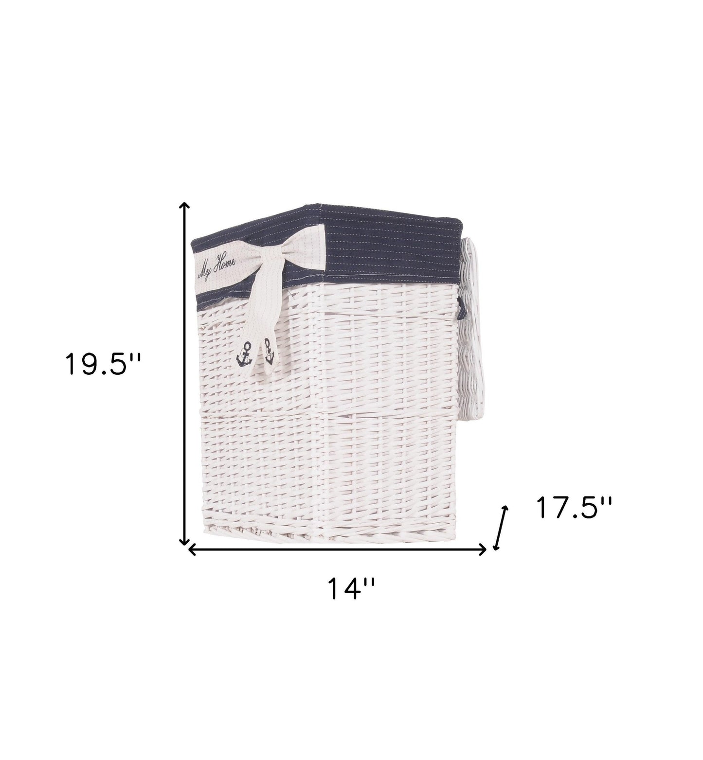 HomeRoots 14" x 17.5" x 19.5" WhiteBlueRectangularWillow Basket Set of 5