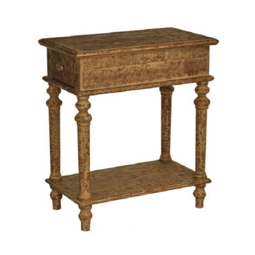 HomeRoots 14" x 24" x 30" Pastoral Loft Designed Wooden End Table With 1 Drawer in Brown Finish