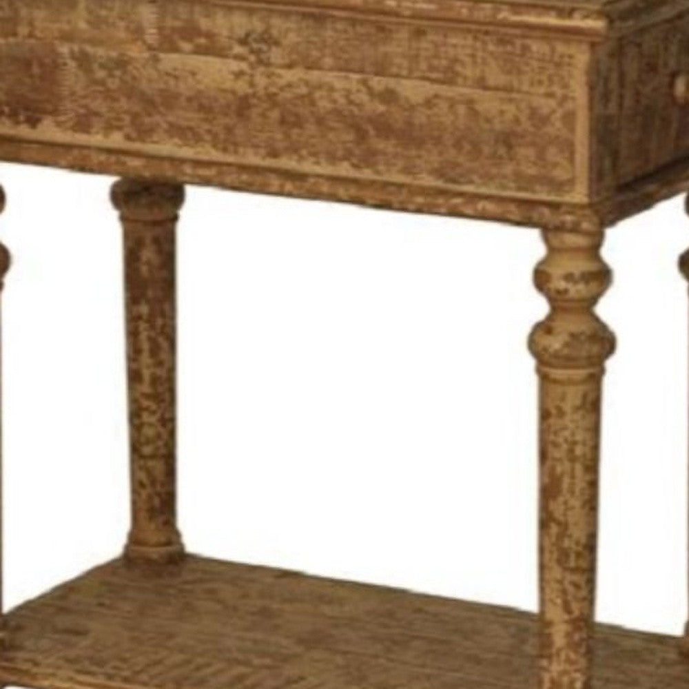 HomeRoots 14" x 24" x 30" Pastoral Loft Designed Wooden End Table With 1 Drawer in Brown Finish