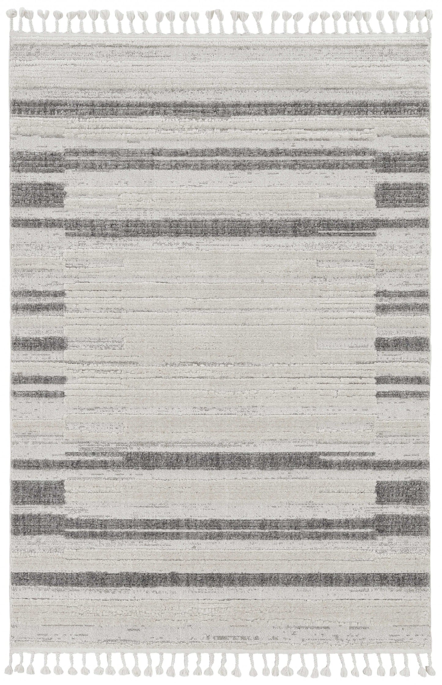 HomeRoots 144" x 180" Ivory Grey Polyester Rug