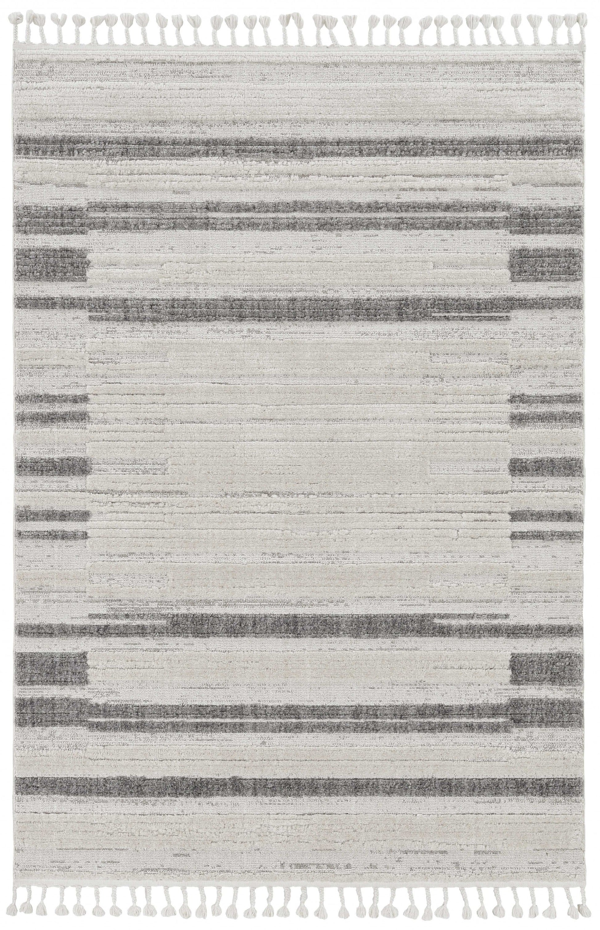 HomeRoots 144" x 180" Ivory Grey Polyester Rug