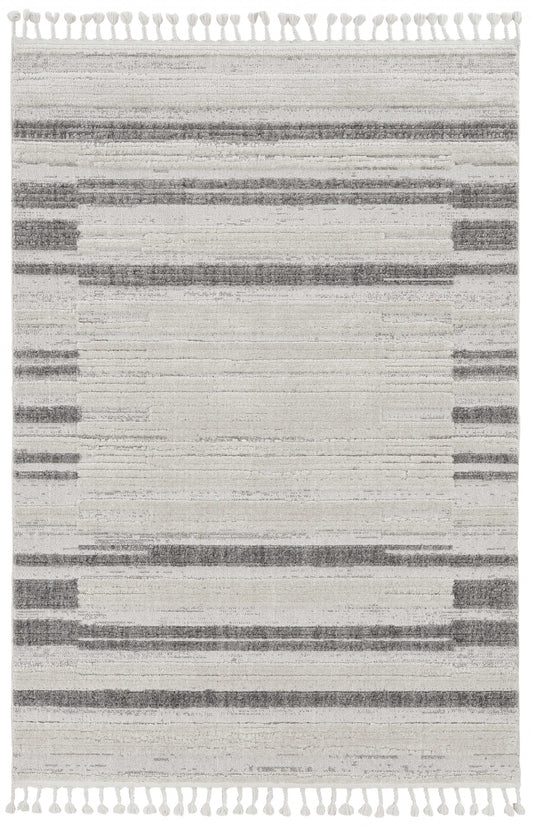 HomeRoots 144" x 180" Ivory Grey Polyester Rug