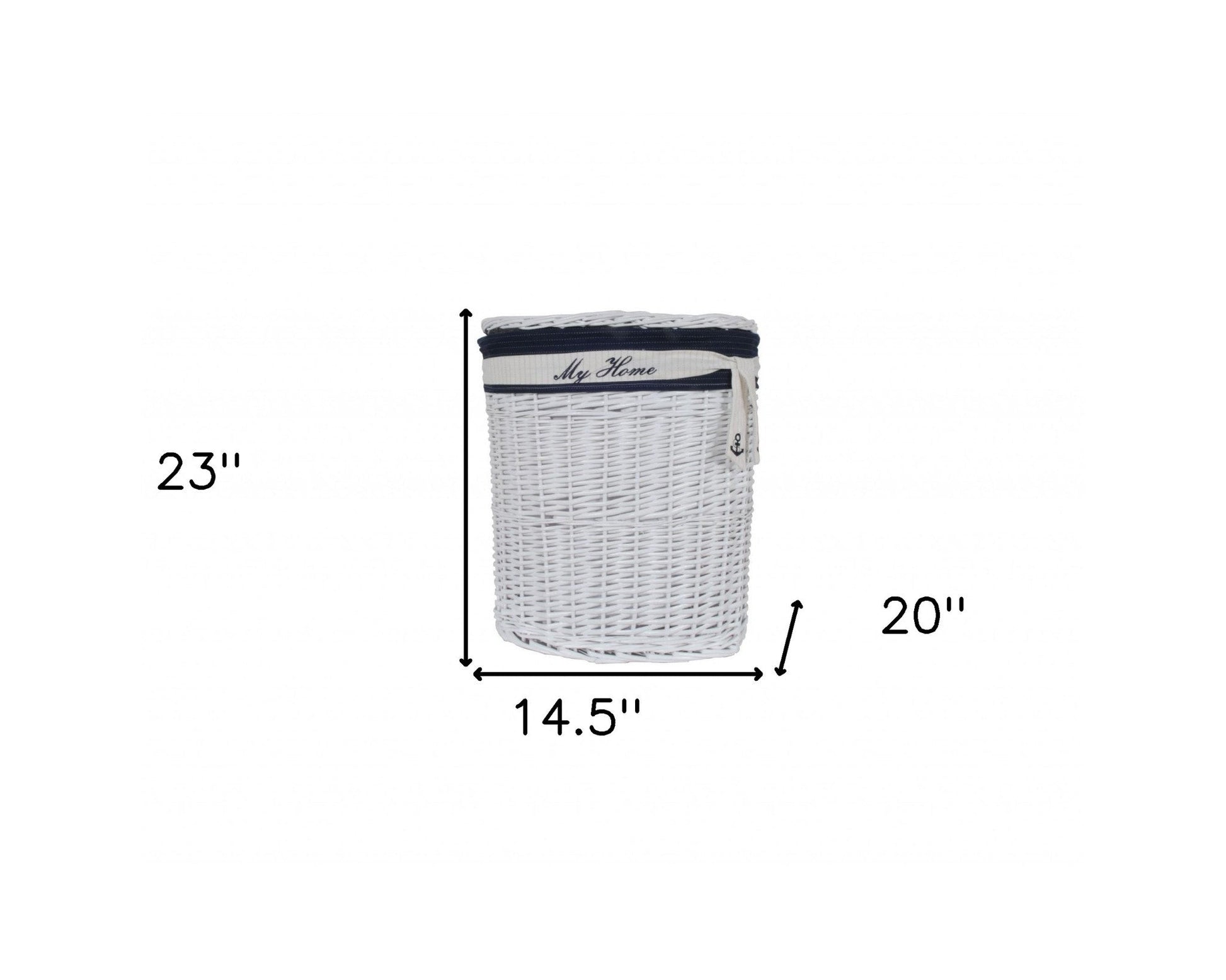 HomeRoots 14.5" x 20" x 23" WhiteBlueOvalWillow Basket Set of 5