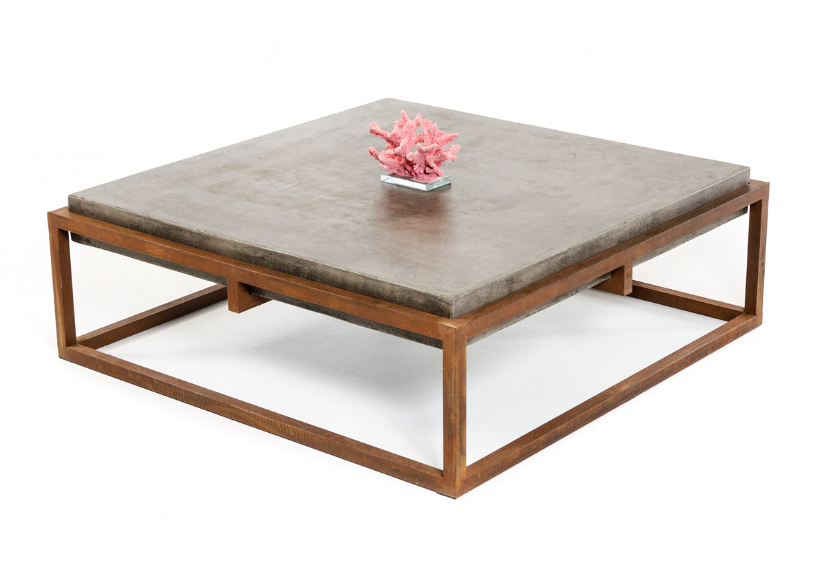 HomeRoots 15' Concrete and Metal Coffee Table