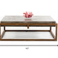 HomeRoots 15' Concrete and Metal Coffee Table