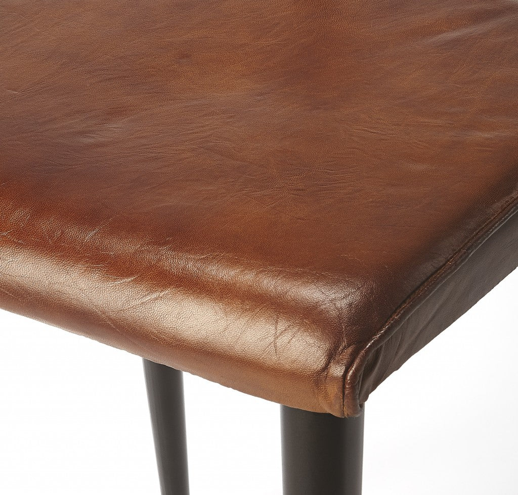 HomeRoots 15" Faux Leather Side Chair in Brown Finish