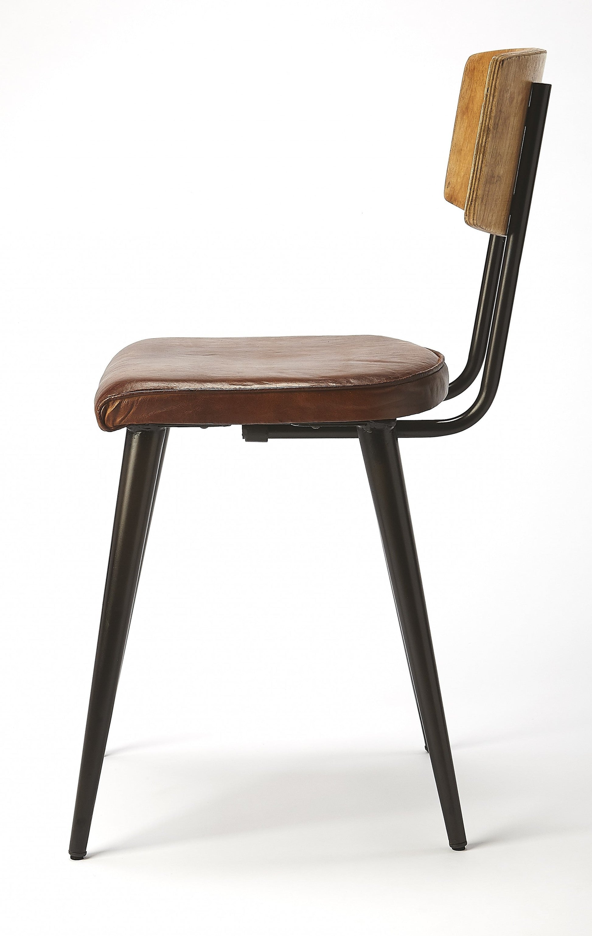 HomeRoots 15" Faux Leather Side Chair in Brown Finish