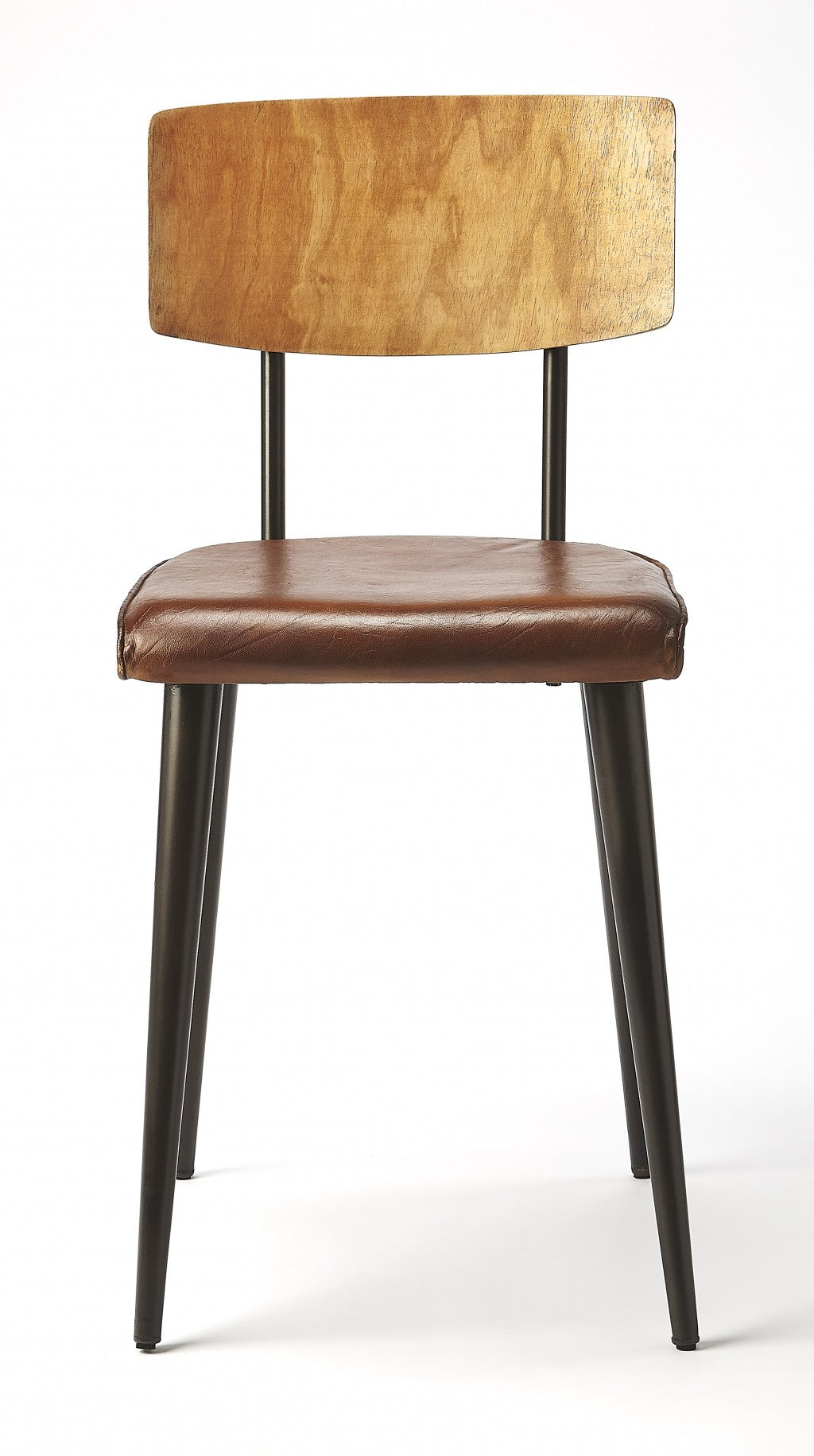 HomeRoots 15" Faux Leather Side Chair in Brown Finish