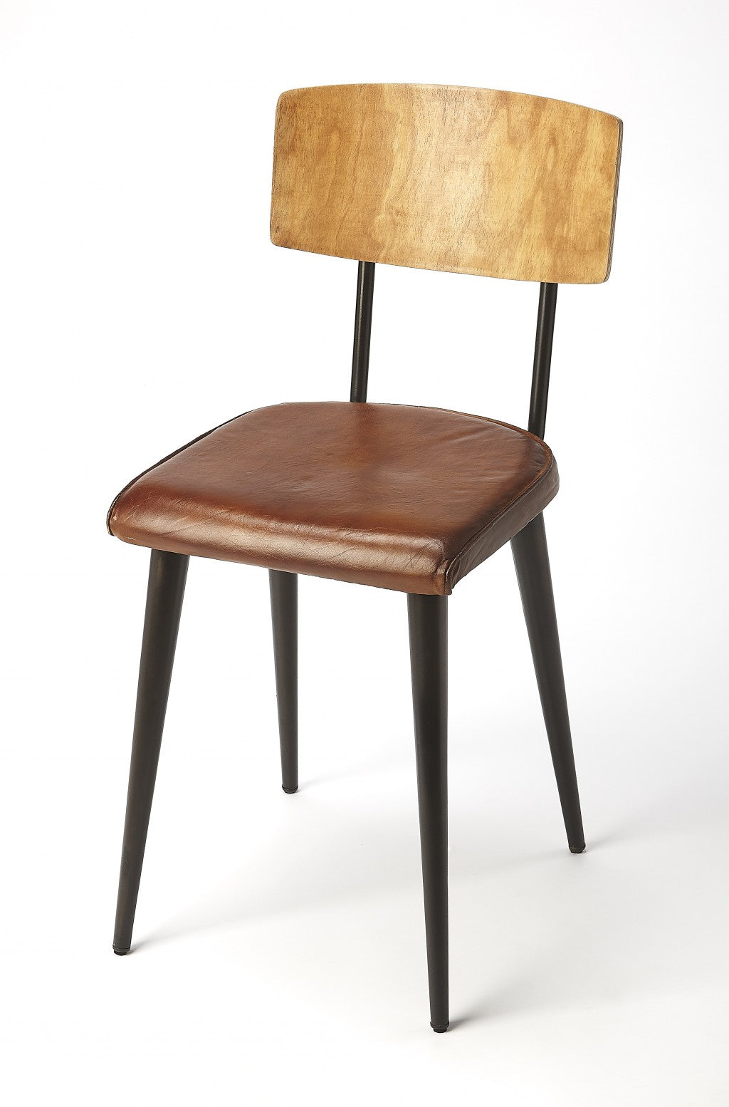 HomeRoots 15" Faux Leather Side Chair in Brown Finish