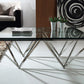 HomeRoots 15' Glass and Stainless Coffee Table