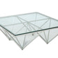 HomeRoots 15' Glass and Stainless Coffee Table
