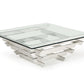 HomeRoots 15' Glass and Stainless Steel Square Coffee Table