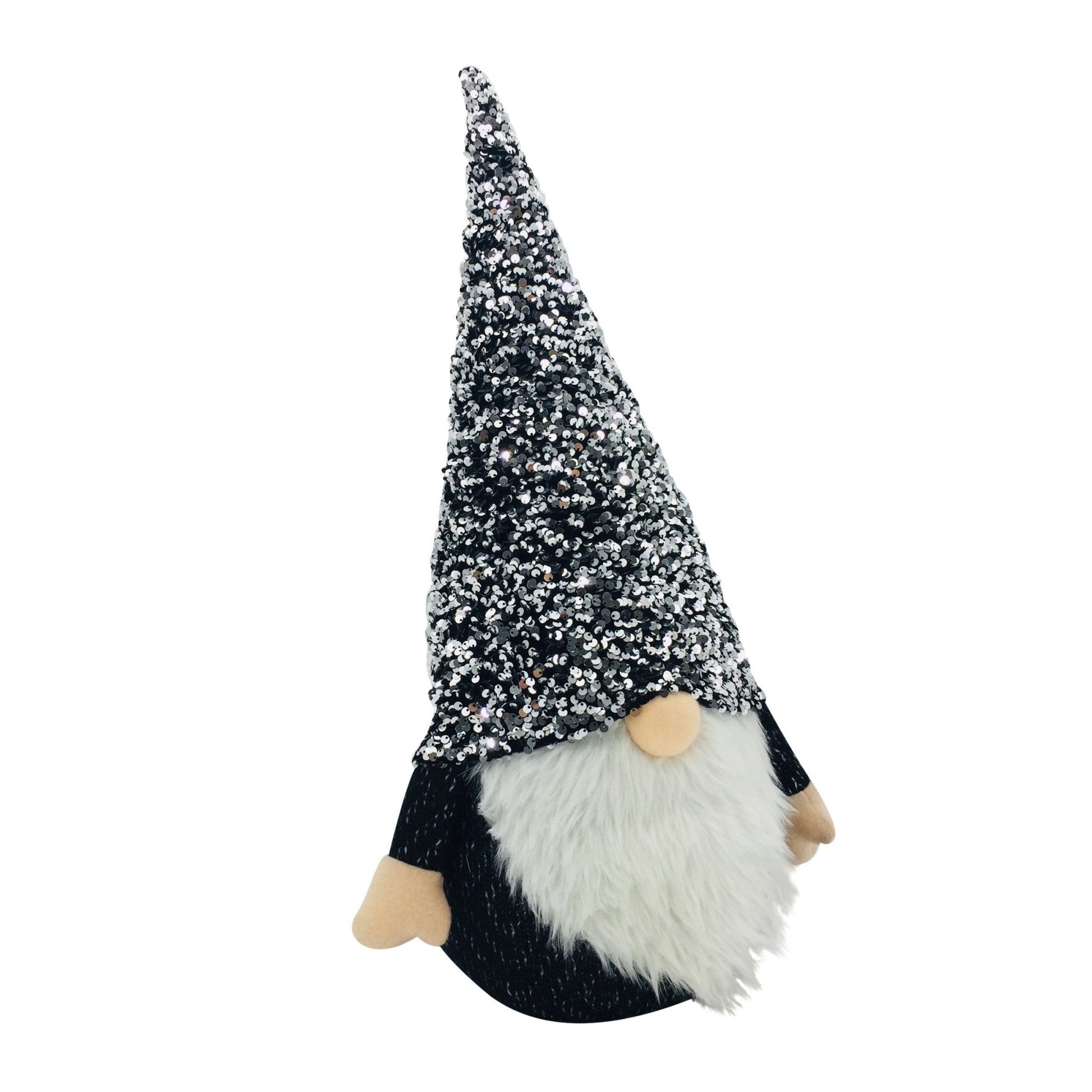 HomeRoots 15" Glittery Black and White Sparkle Gnome